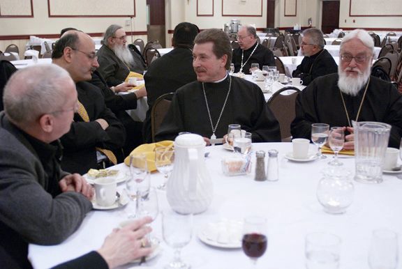 Fr. Lev Kopistiansky and the metropolitan at dinner