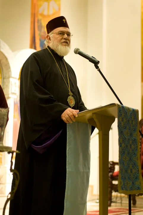 Archbishop Nathaniel speaking at the podium