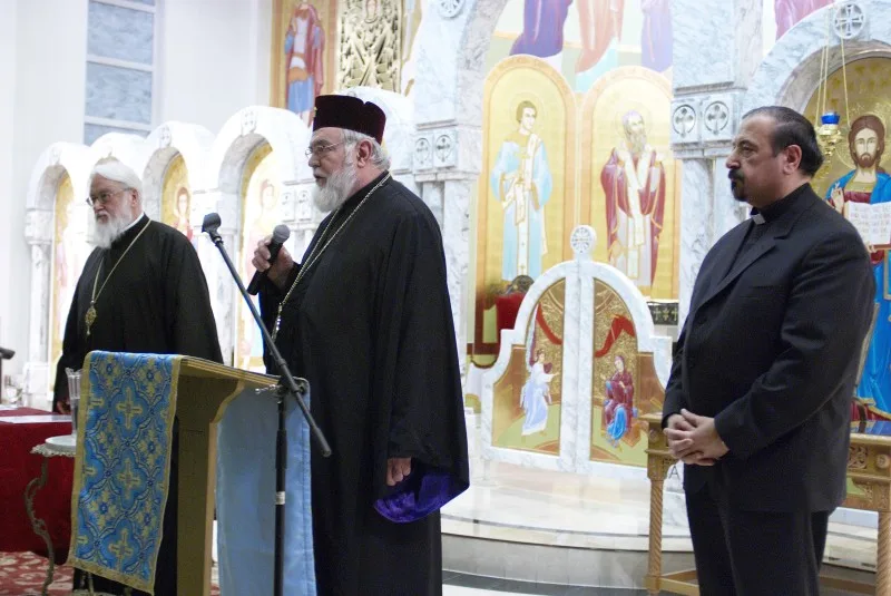 The hierarchs giving the benediction at the end of the evening