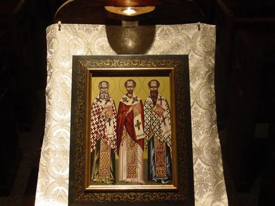 Icon of the Three Hierarchs mounted in the chapel